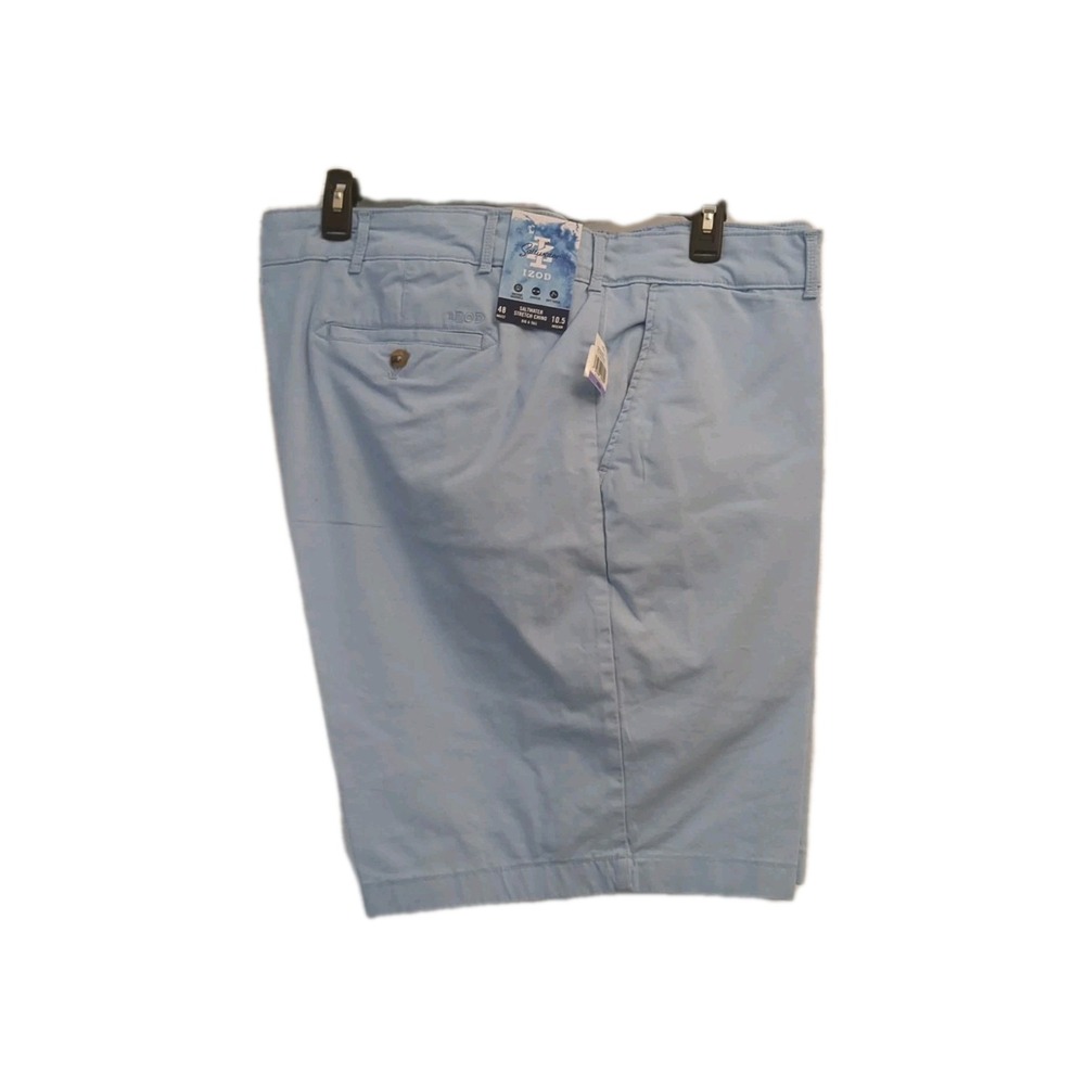 NWT IZOD Saltwater Stretch Flat Front Men's Shorts  48" W, 10.5" Insm Light Blue